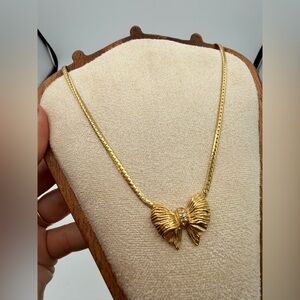 Givenchy Vintage Gold Bow Necklace